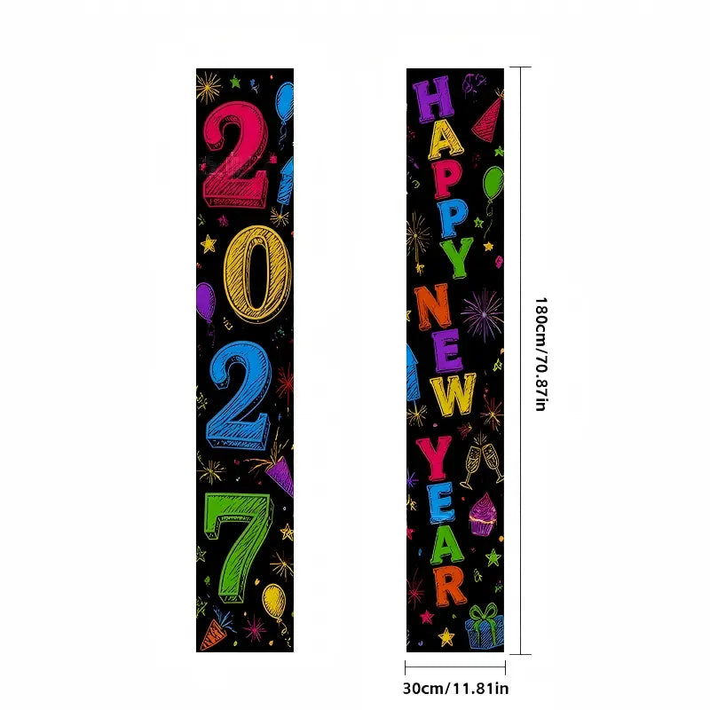 2027 New Year Hanging Couplets  – Gold Foil Party Hanging Scrolls for NYE Celebration, Home & Event Decoration