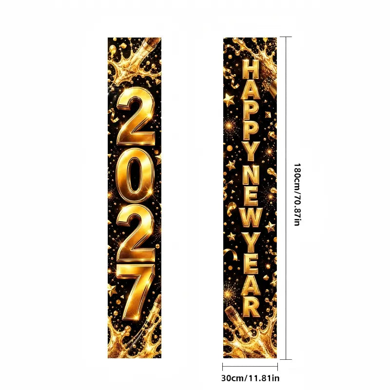 2027 New Year Hanging Couplets  – Gold Foil Party Hanging Scrolls for NYE Celebration, Home & Event Decoration