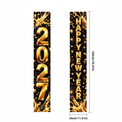2027 New Year Hanging Couplets  – Gold Foil Party Hanging Scrolls for NYE Celebration, Home & Event Decoration