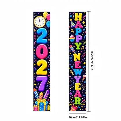2027 New Year Hanging Couplets  – Gold Foil Party Hanging Scrolls for NYE Celebration, Home & Event Decoration