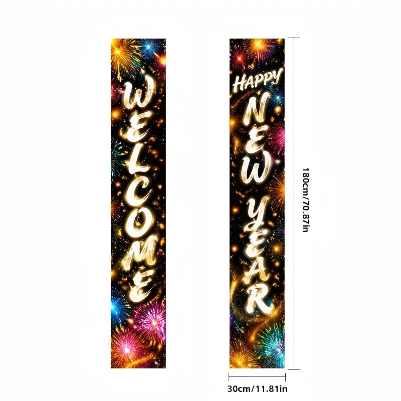 2027 New Year Hanging Couplets  – Gold Foil Party Hanging Scrolls for NYE Celebration, Home & Event Decoration