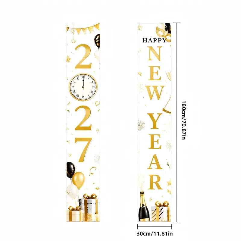 2027 New Year Hanging Couplets  – Gold Foil Party Hanging Scrolls for NYE Celebration, Home & Event Decoration
