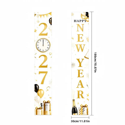 2027 New Year Hanging Couplets  – Gold Foil Party Hanging Scrolls for NYE Celebration, Home & Event Decoration