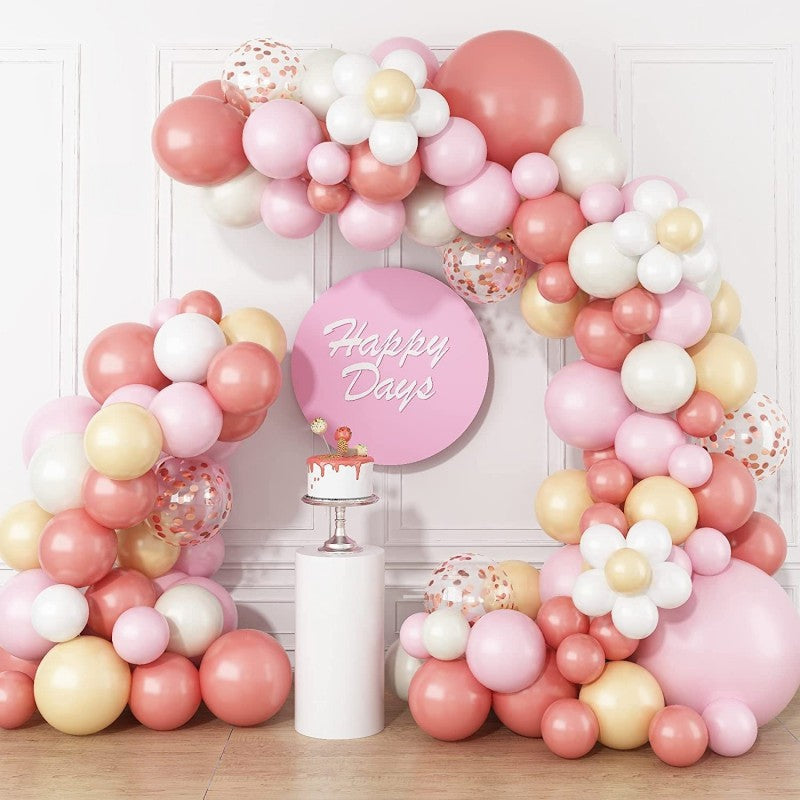 Macaron Balloon Garland Kit with Daisy Flowers – Pastel Latex Balloons & Donut Popsicle Themed Decor for Birthday, Wedding, Bridal Shower & Party Arch