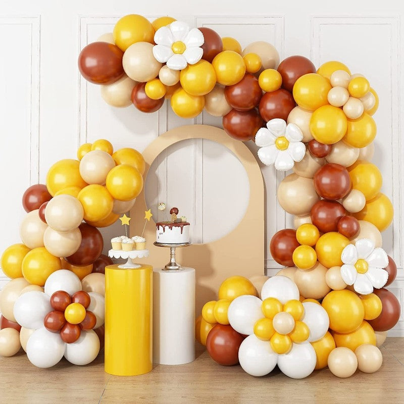 Macaron Balloon Garland Kit with Daisy Flowers – Pastel Latex Balloons & Donut Popsicle Themed Decor for Birthday, Wedding, Bridal Shower & Party Arch