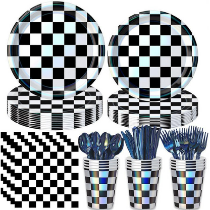 Iridescent Holographic Party Tableware Set – Disposable Rainbow Plates, Cups & Napkins for Birthday, Wedding & Baby Shower Decor