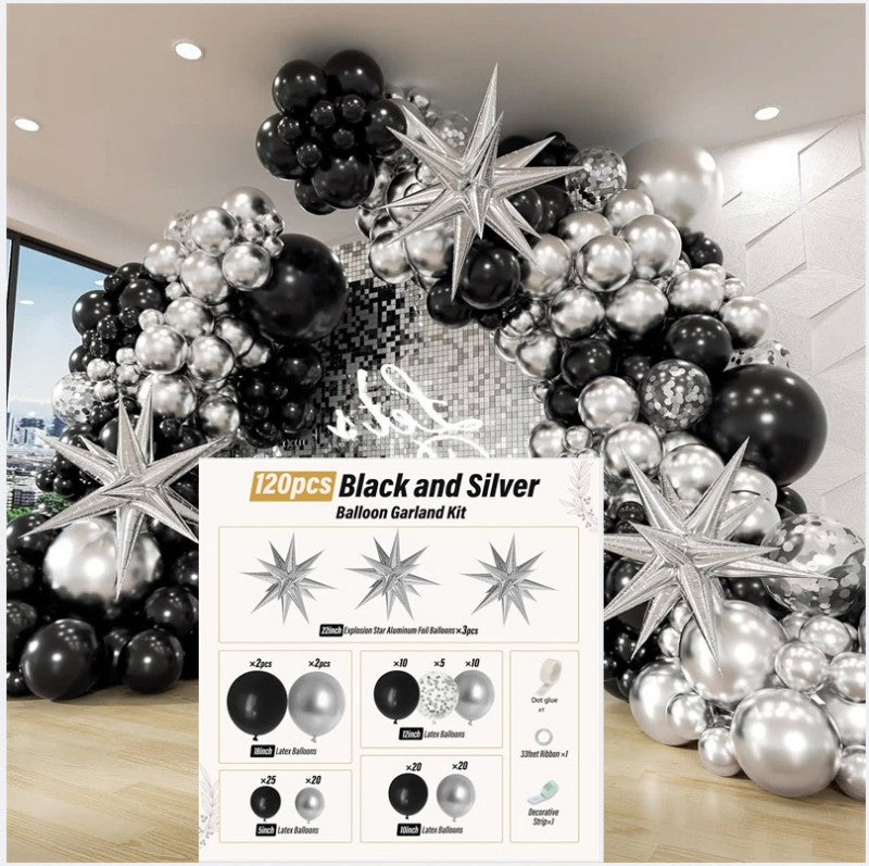 Exploding Star Foil Balloon Garland Kit – Thickened Latex & Star Balloon Chain Set for Party Arch, Birthday, Wedding & Graduation Decor