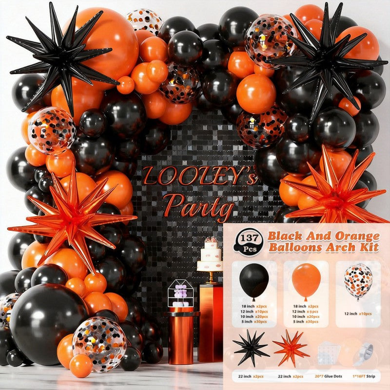 Halloween Ghost Bat Skeleton Balloon Garland Kit – Black Pink Purple & Black Orange Arch Set with Foil Fringe, Haunted House Party Decor Supplies