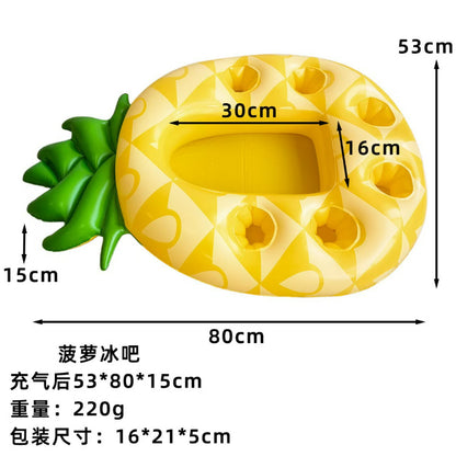 Inflatable Floating Ice Bar, Pool Party Drink Holder & Self-Serve Ice Tray, Portable Beverage Rack with Multi-Hole Coaster Tray