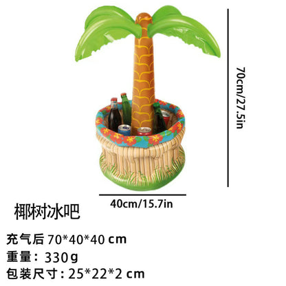 Inflatable Floating Ice Bar, Pool Party Drink Holder & Self-Serve Ice Tray, Portable Beverage Rack with Multi-Hole Coaster Tray