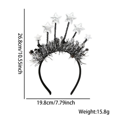 Silver star New Year headband with tinsel