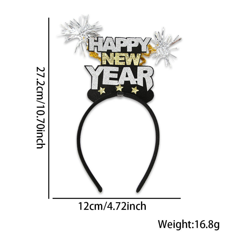 Black and silver Happy New Year sign headband