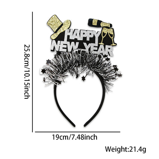 2027 New Year Headband, Black Gold Party Crown & Letter Fringe Headpiece for NYE Decor Wholesale