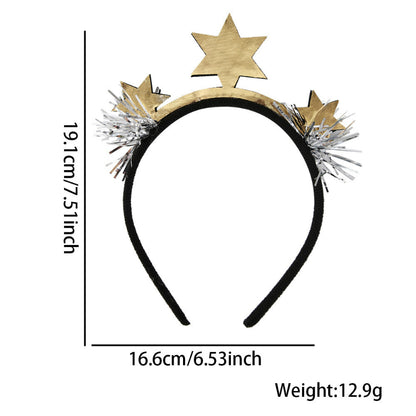 Gold star headband with silver tinsel