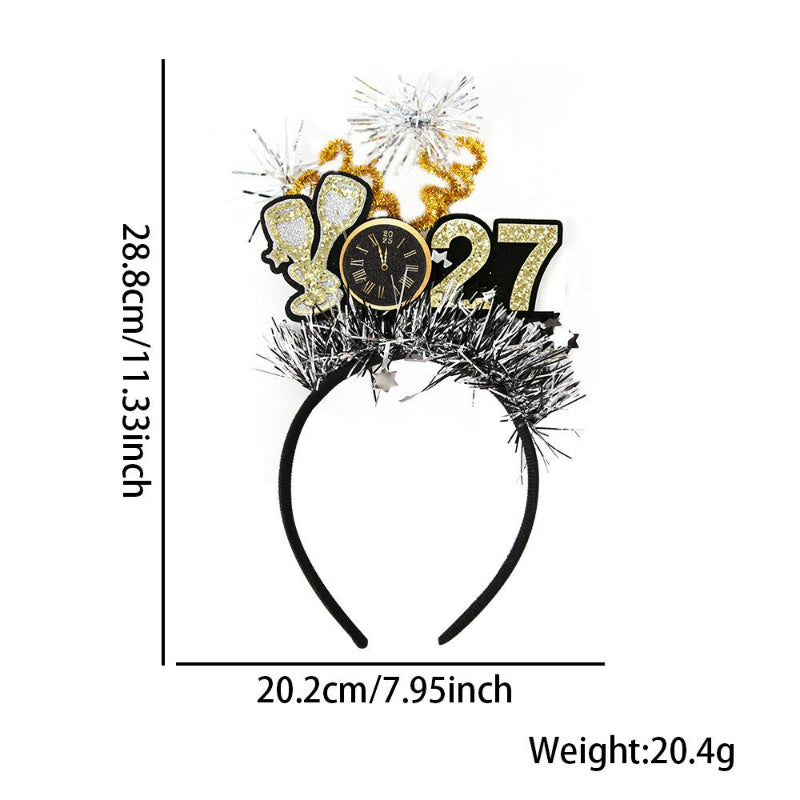 2027 champagne glass New Year headband