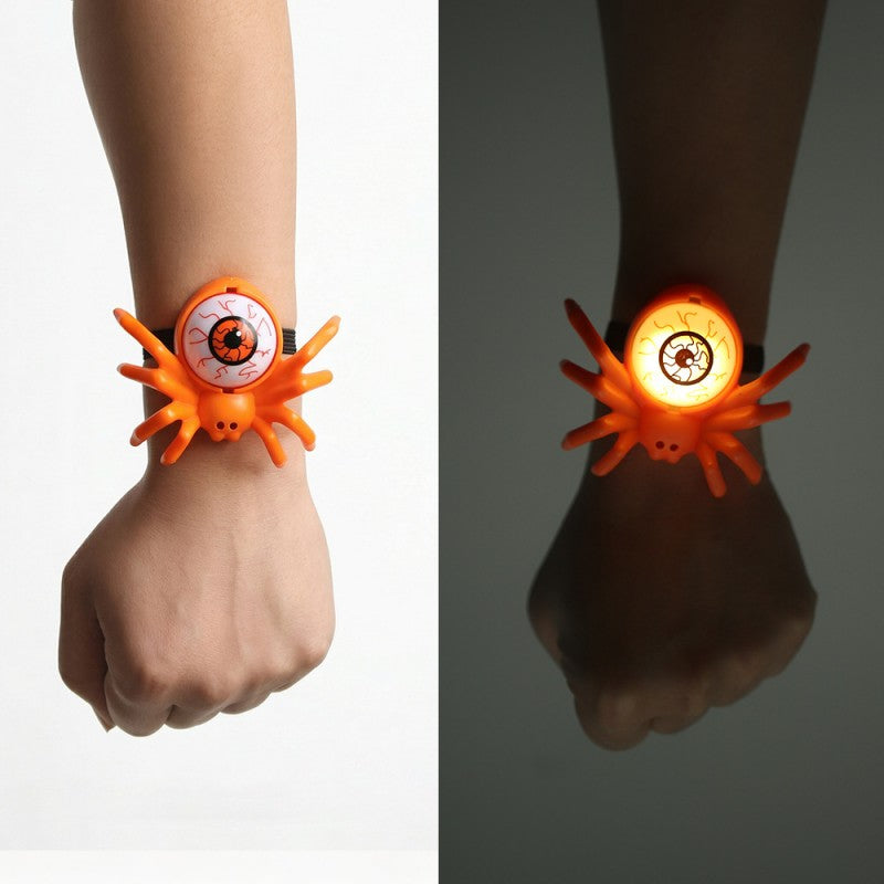 Pop-Eye Glowing Spider Bracelet Watch – Light Up Halloween Wrist Toy with Flashing LED Eyes, Fun Costume Accessory for Boys & Girls