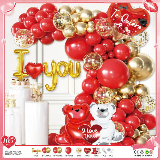 Valentine‘s Day Balloon Garland Kit – Romantic Pink Red Heart Arch Backdrop for Wedding Party, Anniversary & Love Celebration Decor