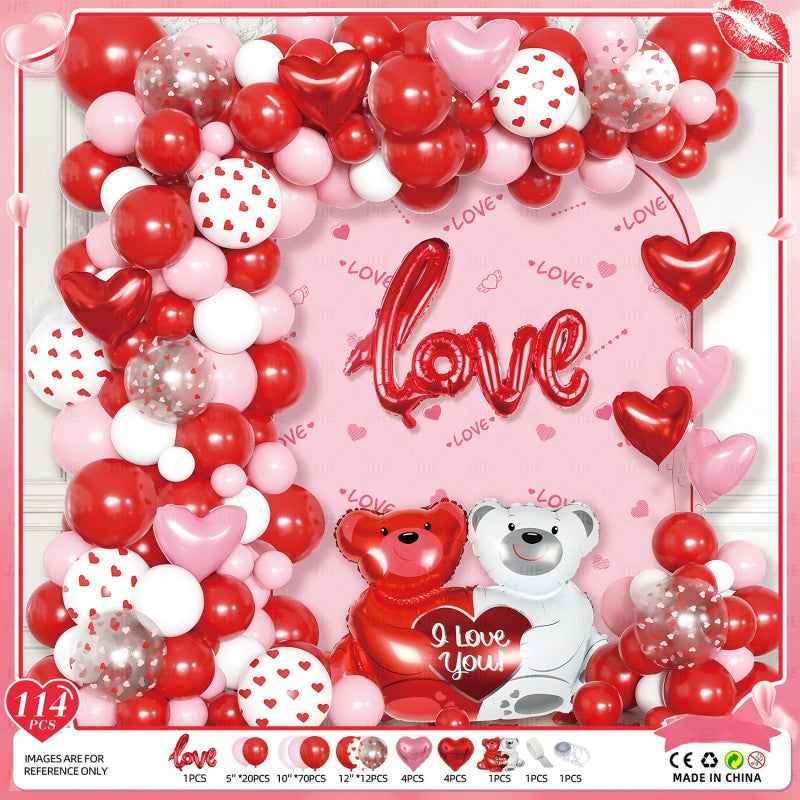 Valentine‘s Day Balloon Garland Kit – Romantic Pink Red Heart Arch Backdrop for Wedding Party, Anniversary & Love Celebration Decor