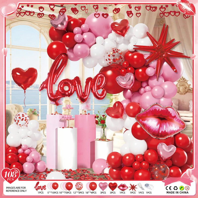 Valentine‘s Day Balloon Garland Kit – Romantic Pink Red Heart Arch Backdrop for Wedding Party, Anniversary & Love Celebration Decor