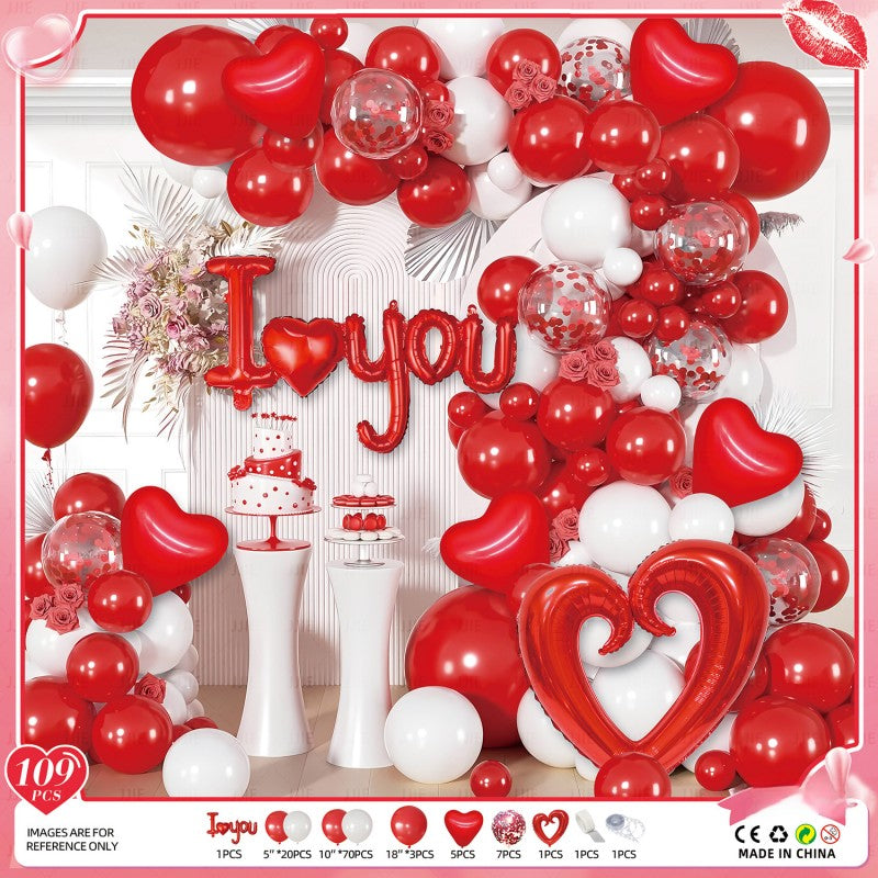 Valentine‘s Day Balloon Garland Kit – Romantic Pink Red Heart Arch Backdrop for Wedding Party, Anniversary & Love Celebration Decor