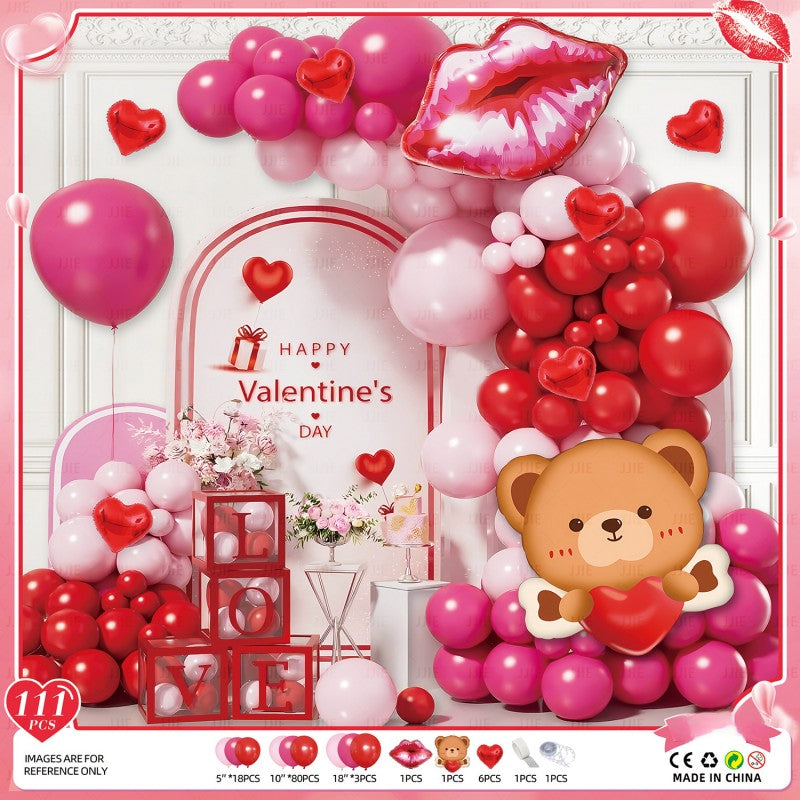 Valentine‘s Day Balloon Garland Kit – Romantic Pink Red Heart Arch Backdrop for Wedding Party, Anniversary & Love Celebration Decor