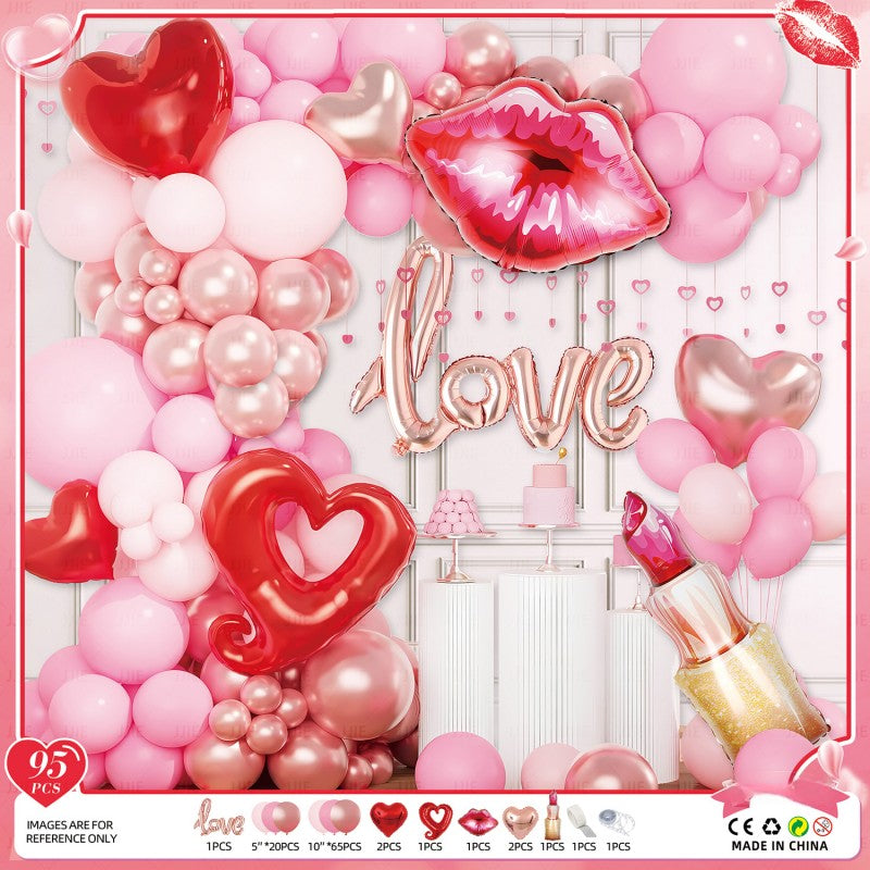 Valentine‘s Day Balloon Garland Kit – Romantic Pink Red Heart Arch Backdrop for Wedding Party, Anniversary & Love Celebration Decor