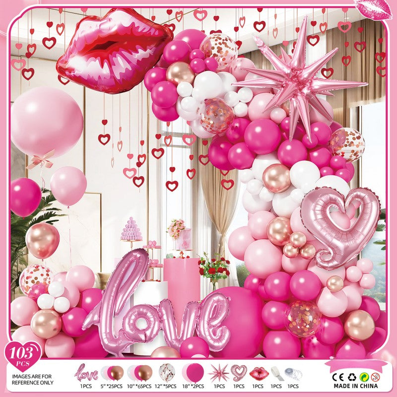 Valentine‘s Day Balloon Garland Kit – Romantic Pink Red Heart Arch Backdrop for Wedding Party, Anniversary & Love Celebration Decor