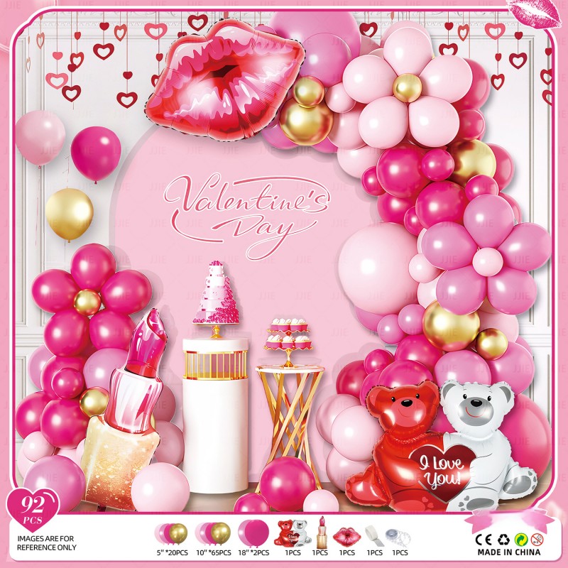 Valentine‘s Day Balloon Garland Kit – Romantic Pink Red Heart Arch Backdrop for Wedding Party, Anniversary & Love Celebration Decor