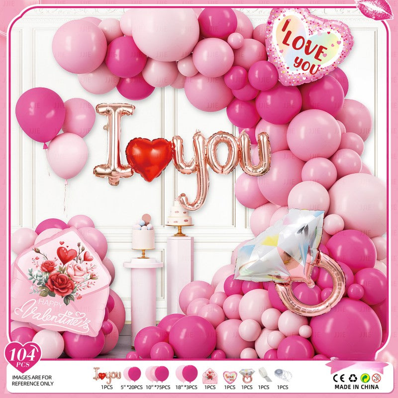 Valentine‘s Day Balloon Garland Kit – Romantic Pink Red Heart Arch Backdrop for Wedding Party, Anniversary & Love Celebration Decor