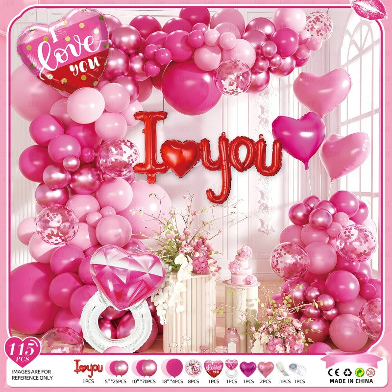 Valentine‘s Day Balloon Garland Kit – Romantic Pink Red Heart Arch Backdrop for Wedding Party, Anniversary & Love Celebration Decor