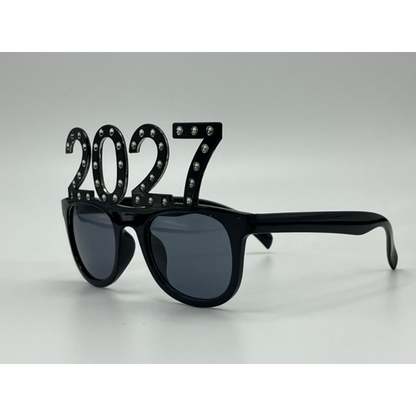 2027 Rhinestone Number Glasses, Funny New Year's Eve Party Sunglasses & Electroplated Photo Booth Props for NYE
