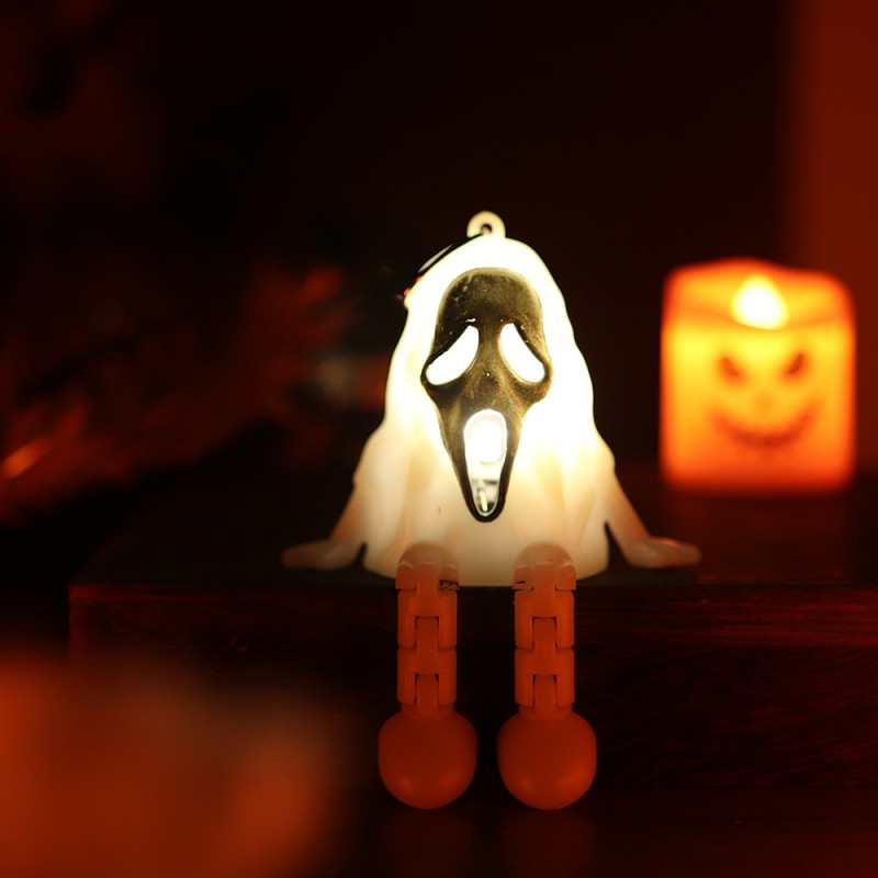 Creative LED Pumpkin Candle – Flameless Glowing Pumpkin & Ghost Prop, Flickering Electronic Candle for Halloween Tabletop, Mantel & Window Display