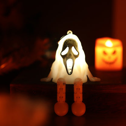 Creative LED Pumpkin Candle – Flameless Glowing Pumpkin & Ghost Prop, Flickering Electronic Candle for Halloween Tabletop, Mantel & Window Display