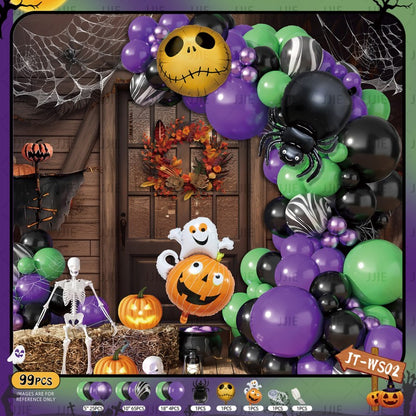 Ghost Festival Decor Kit – Aluminum Foil & Latex Balloons plus Bunting Garland, Bulk Halloween Supplies for Haunted House & Themed Party