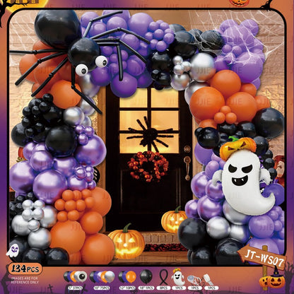 Ghost Festival Decor Kit – Aluminum Foil & Latex Balloons plus Bunting Garland, Bulk Halloween Supplies for Haunted House & Themed Party