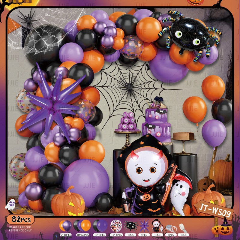 Ghost Festival Decor Kit – Aluminum Foil & Latex Balloons plus Bunting Garland, Bulk Halloween Supplies for Haunted House & Themed Party