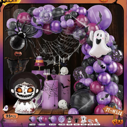 Ghost Festival Decor Kit – Aluminum Foil & Latex Balloons plus Bunting Garland, Bulk Halloween Supplies for Haunted House & Themed Party