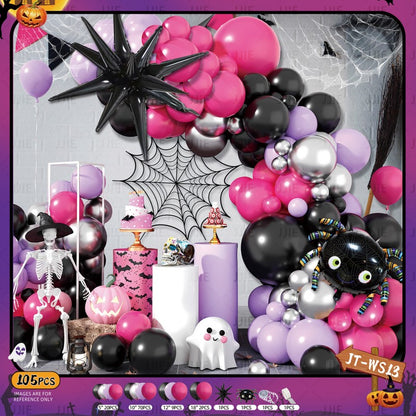 Ghost Festival Decor Kit – Aluminum Foil & Latex Balloons plus Bunting Garland, Bulk Halloween Supplies for Haunted House & Themed Party