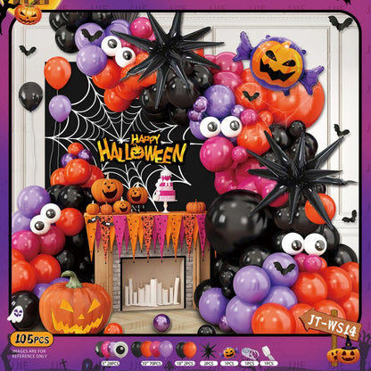 Ghost Festival Decor Kit – Aluminum Foil & Latex Balloons plus Bunting Garland, Bulk Halloween Supplies for Haunted House & Themed Party