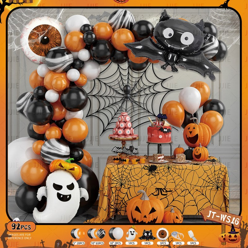 Ghost Festival Decor Kit – Aluminum Foil & Latex Balloons plus Bunting Garland, Bulk Halloween Supplies for Haunted House & Themed Party