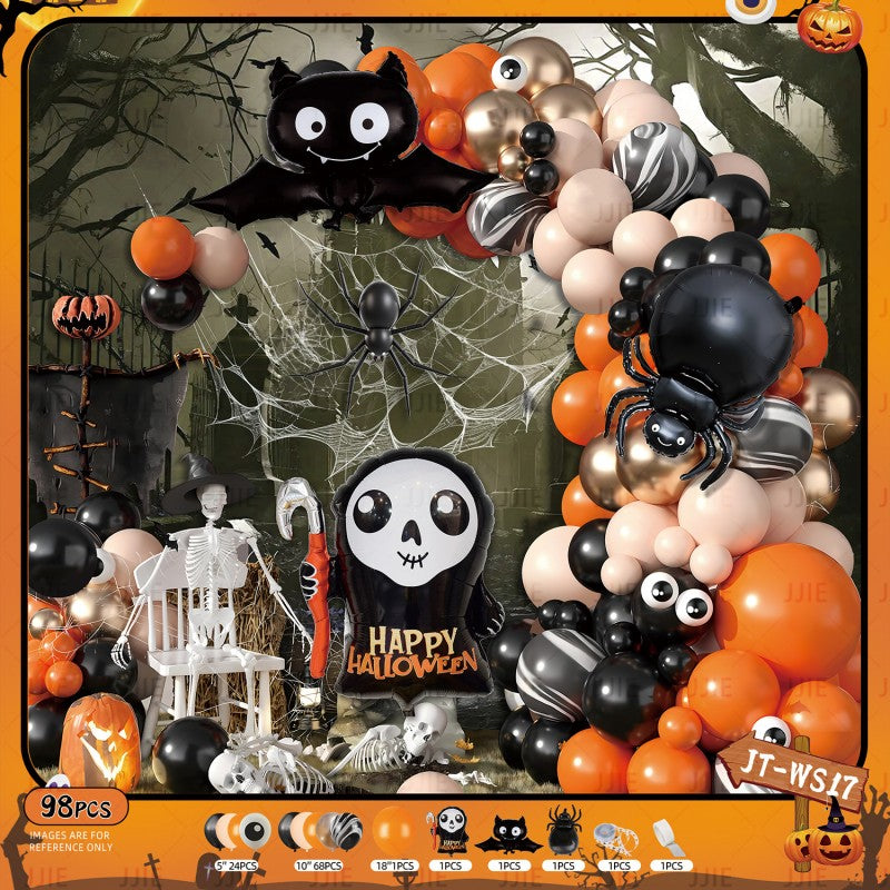 Ghost Festival Decor Kit – Aluminum Foil & Latex Balloons plus Bunting Garland, Bulk Halloween Supplies for Haunted House & Themed Party
