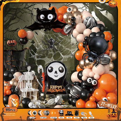 Ghost Festival Decor Kit – Aluminum Foil & Latex Balloons plus Bunting Garland, Bulk Halloween Supplies for Haunted House & Themed Party