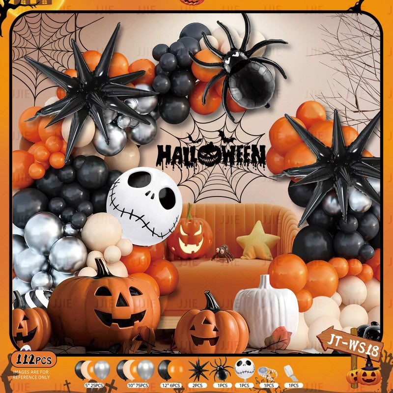Ghost Festival Decor Kit – Aluminum Foil & Latex Balloons plus Bunting Garland, Bulk Halloween Supplies for Haunted House & Themed Party