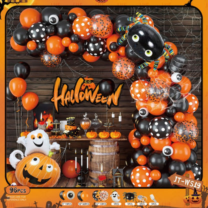Ghost Festival Decor Kit – Aluminum Foil & Latex Balloons plus Bunting Garland, Bulk Halloween Supplies for Haunted House & Themed Party