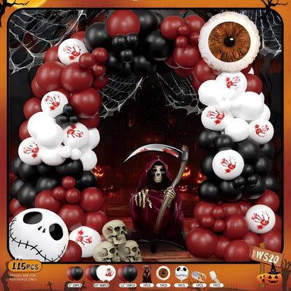 Ghost Festival Decor Kit – Aluminum Foil & Latex Balloons plus Bunting Garland, Bulk Halloween Supplies for Haunted House & Themed Party