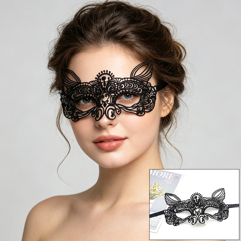 Venetian lace mask classic contoured domino band with ribbons