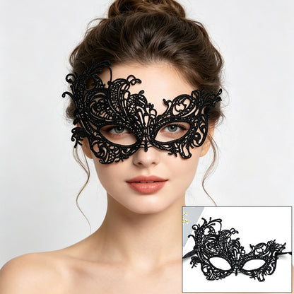 Venetian lace mask pointed arrowhead brow with flared edges