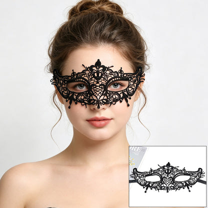 Venetian lace mask subtle peaked center with mesh cutouts