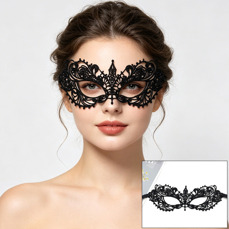 Venetian lace mask playful cat ears with curved edges
