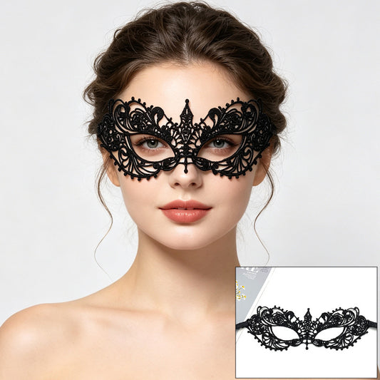 Venetian lace mask playful cat ears with curved edges